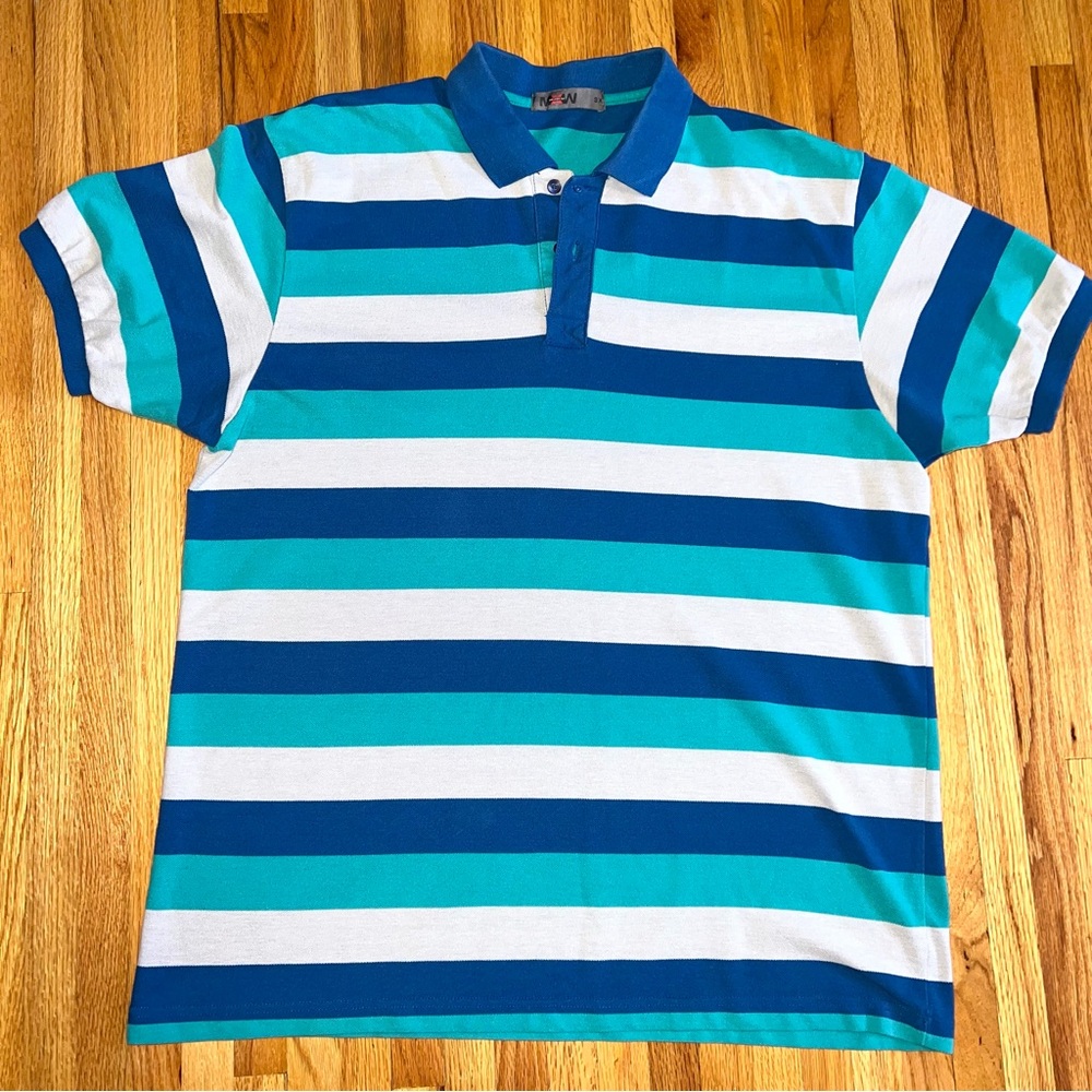 MAXWORKWEAR Polo Shirt Mens 3X Striped preppy rugby Short Sleeve MXW 3XL Grandpa - Picture 7 of 10